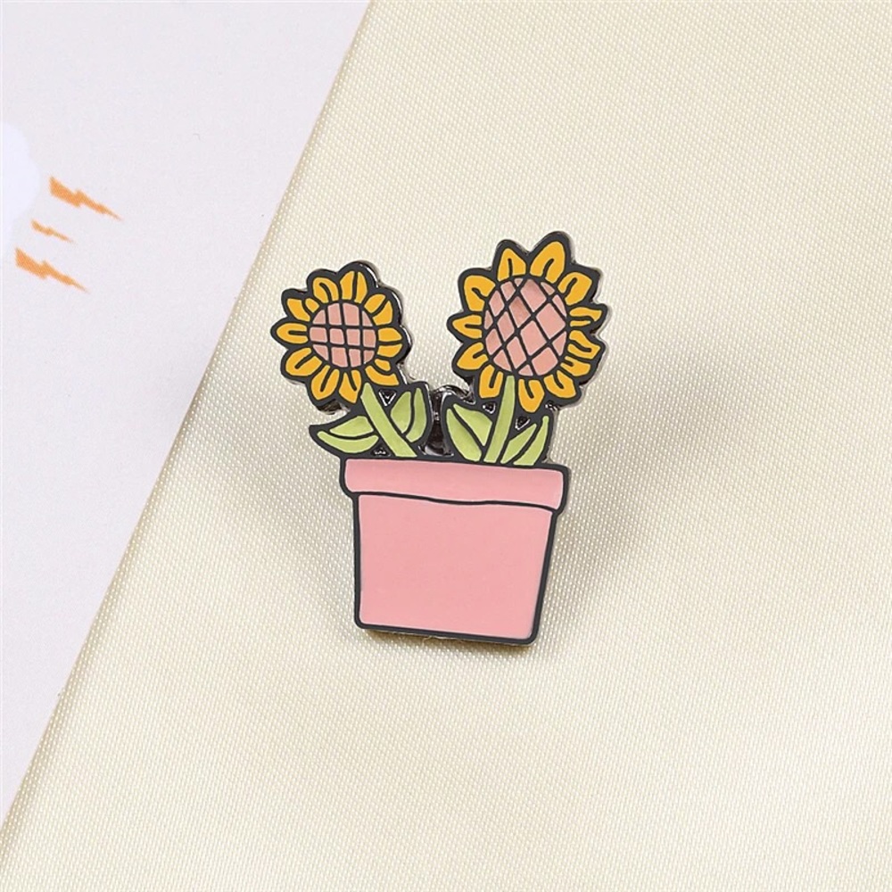 🎉 New Potted Sunflower Plant Enamel Pin